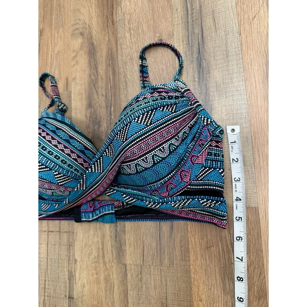 Coco Reef Bikini Top 36/38 DD Underwire Twist Front Multicolor Swim‎ Top